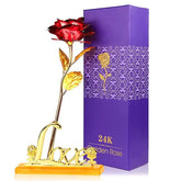 24k Gold Plated Rose (With Love Holder Box) Gift Ramazan Greeting Mother's Day Gift Flower Gold Dipped Rose