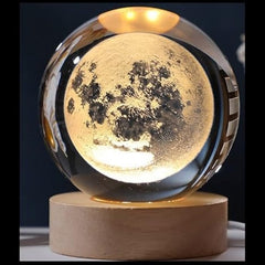 1 Pc USB LED Galaxy Crystal Ball Lamp | 3D Planet Moon Night Light | Bedroom & Party Home Decor | Kids Birthday Gift (Moon Shape Only)