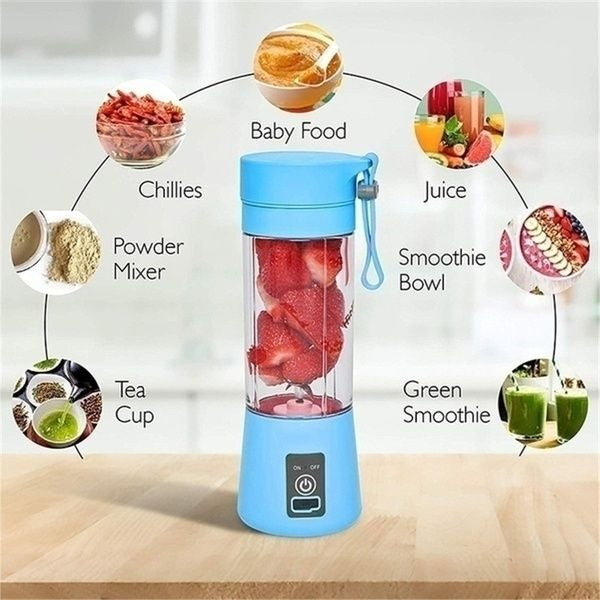 Portable 6 cuts Blender Home USB Rechargeable Electric Fruit Extractor Juice Blender Machine | Mini Smoothie Maker | Personal Juicer Cup | Random Color